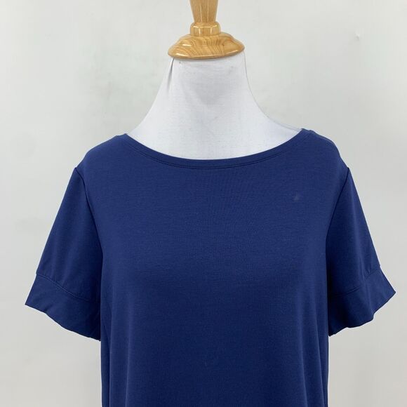 Lands End Basic Shirt Womens S Small Navy Blue Solid Short Sleeve Stretch Tee - Picture 4 of 11